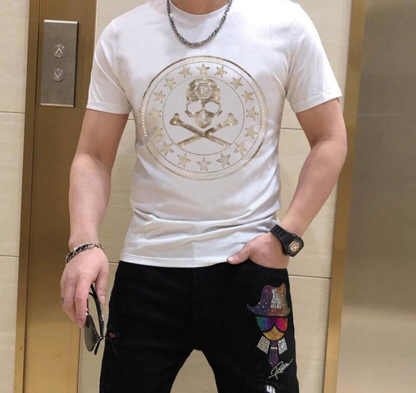 men Rhinestone Summer top quality t shirt