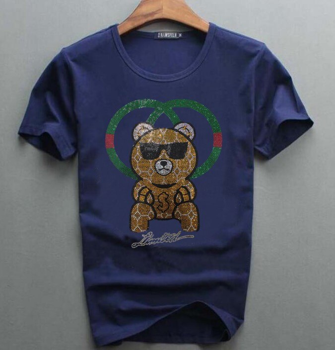 men Rhinestone Summer top quality t shirt