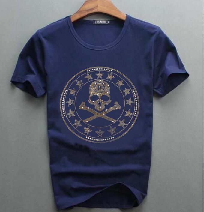men Rhinestone Summer top quality t shirt
