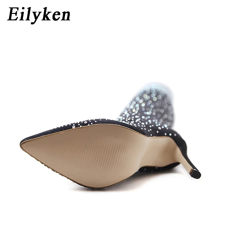 Crystal Rhinestone Stretch Fabric Sexy High Heels