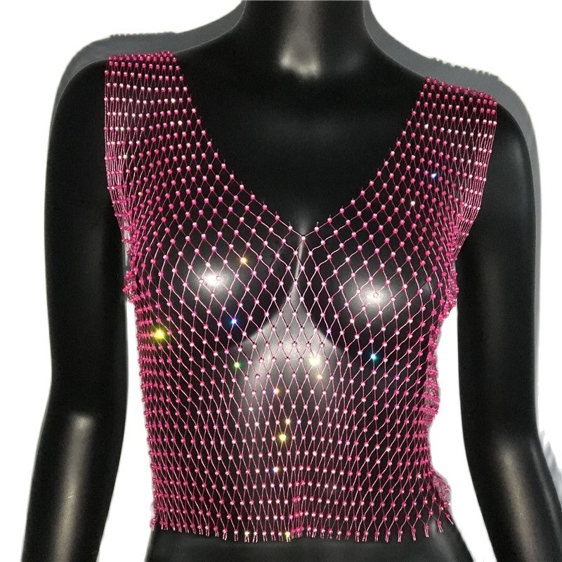 FestivalQueen Diamonds Mesh Cropped Tank Top