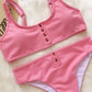 Women Ribbed Swimsuit Female Two pieces