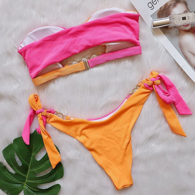 Push Up  2023 Luxury Rhinestone Bikini Women Swimwear Brazilian Bathing Suit