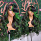 FROST HUMAN HAIR COLLECTION Green Highlight Wig Human Hair Colored Green 13x4 Lace Front Human Hair Wigs for Women Peruvian Remy Wavy Full Lace Wigs