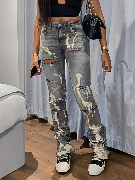 Cotton Hole Jeans Women