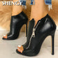 Thin High Heels 11cm Zipper Peep Toe gladiator pumps