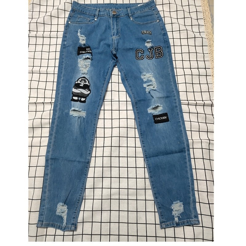 Men Cotton Stretchy Ripped Skinny Jeans High Quality