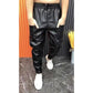 Men Leather Pants Elastic Waist Leather Pants