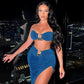 Fashion Party Split Two Piece Dress Set Elegant