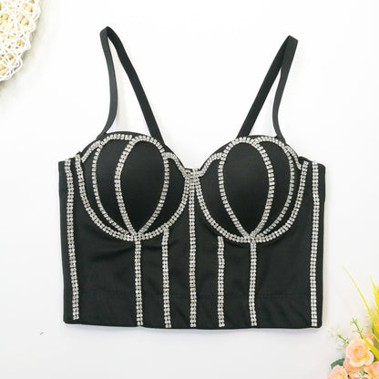 Handmade Women Glitter Diamante Crop Top